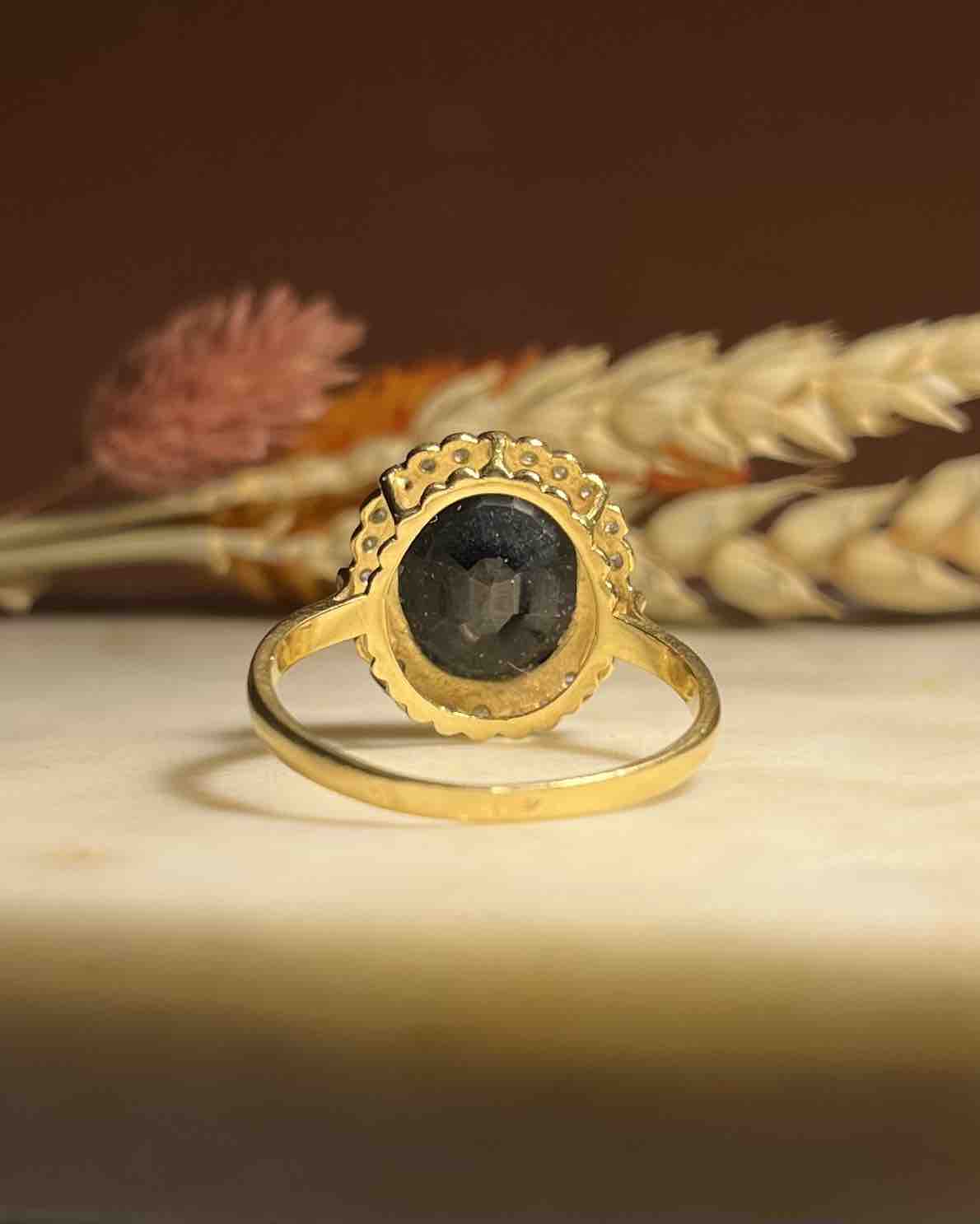 Bague Marguerite Saphir 3 carats &amp; Diamants "Dalila" - Elliade Paris