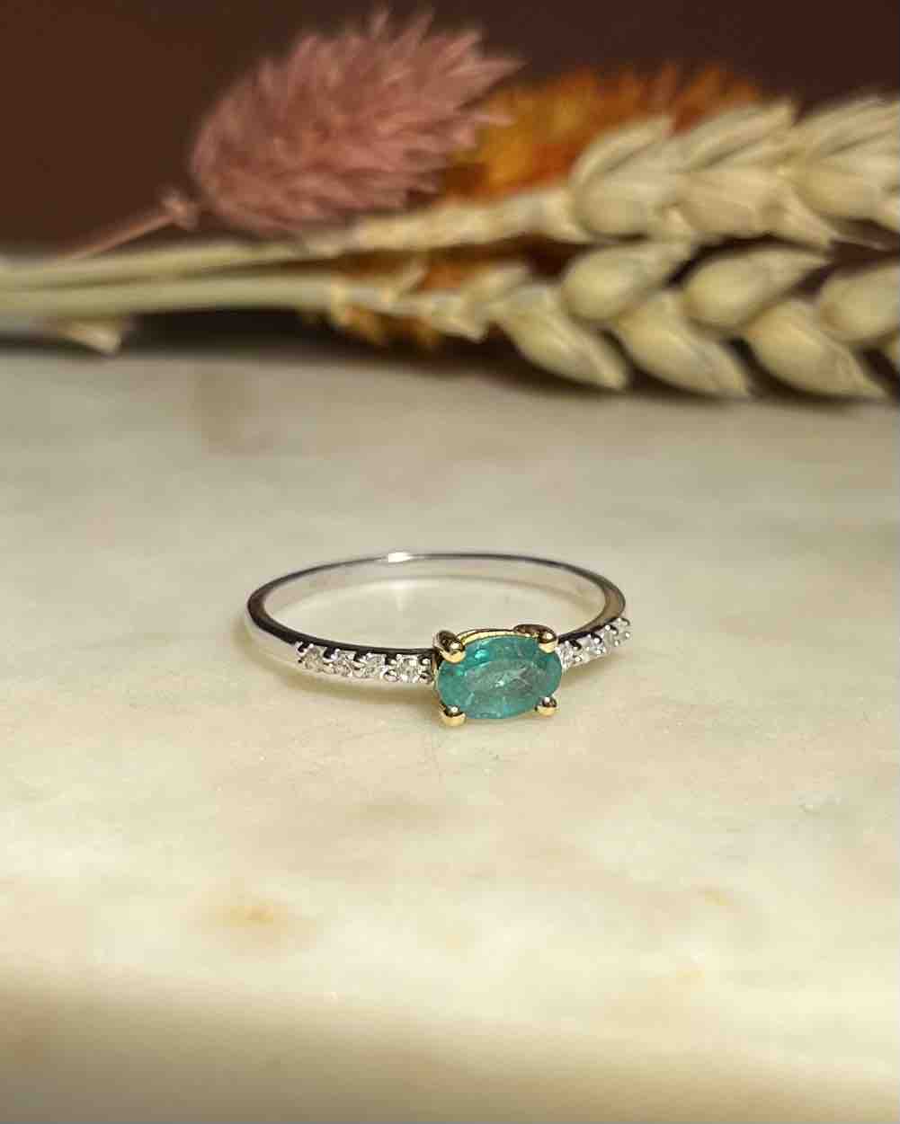 Bague Vintage Émeraude &amp; Diamants &quot;Bianca&quot;