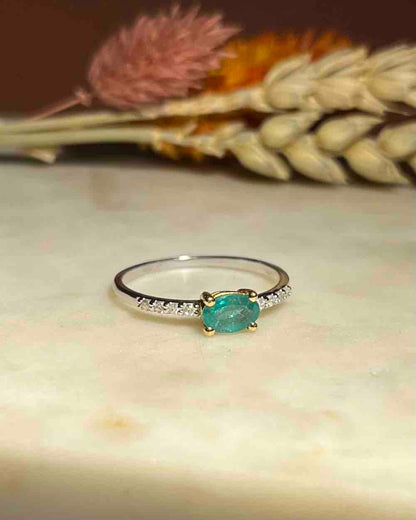 Bague Vintage Émeraude &amp; Diamants &quot;Bianca&quot;