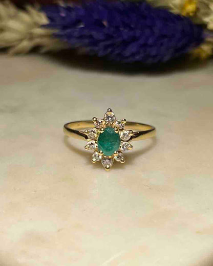Bague Marguerite Émeraude &amp; Diamants &quot;Adelie&quot;
