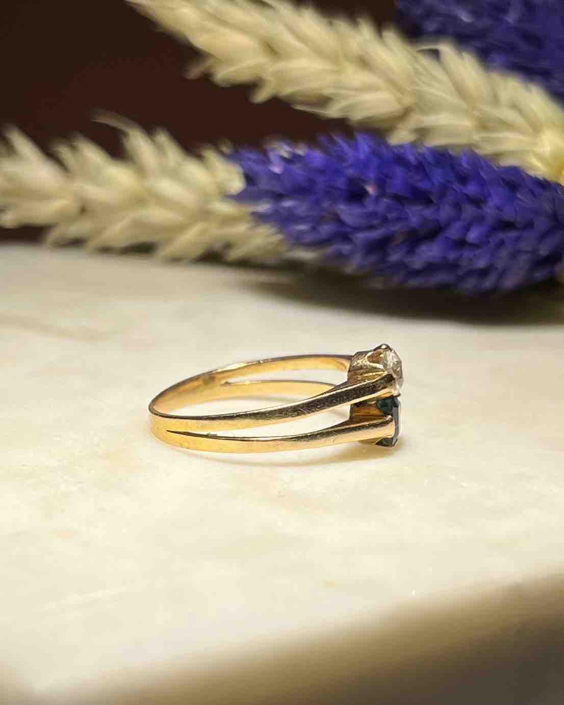 Bague Toi &amp; Moi Émeraude &amp; Diamant "Perrine"