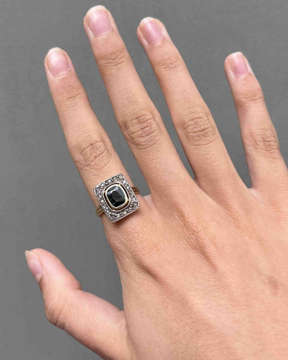 Bague Style Art-Déco Saphir Vert &amp; Diamants &quot;Zia&quot;