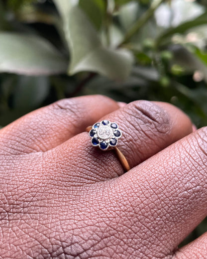 Bague Marguerite Saphirs &amp; Diamant « Xénia »