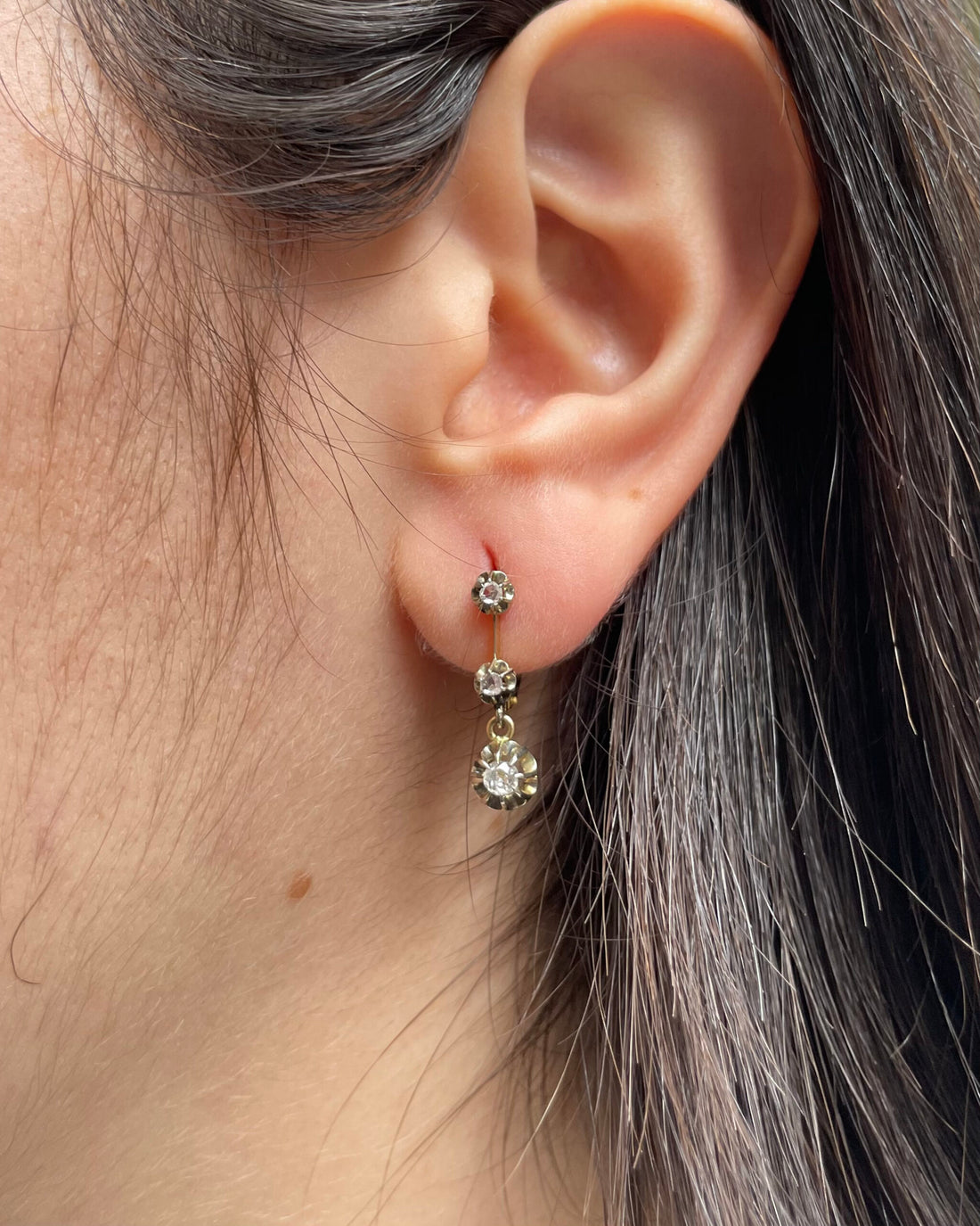 Vintage "Vérane" Diamond Sleeper Earrings