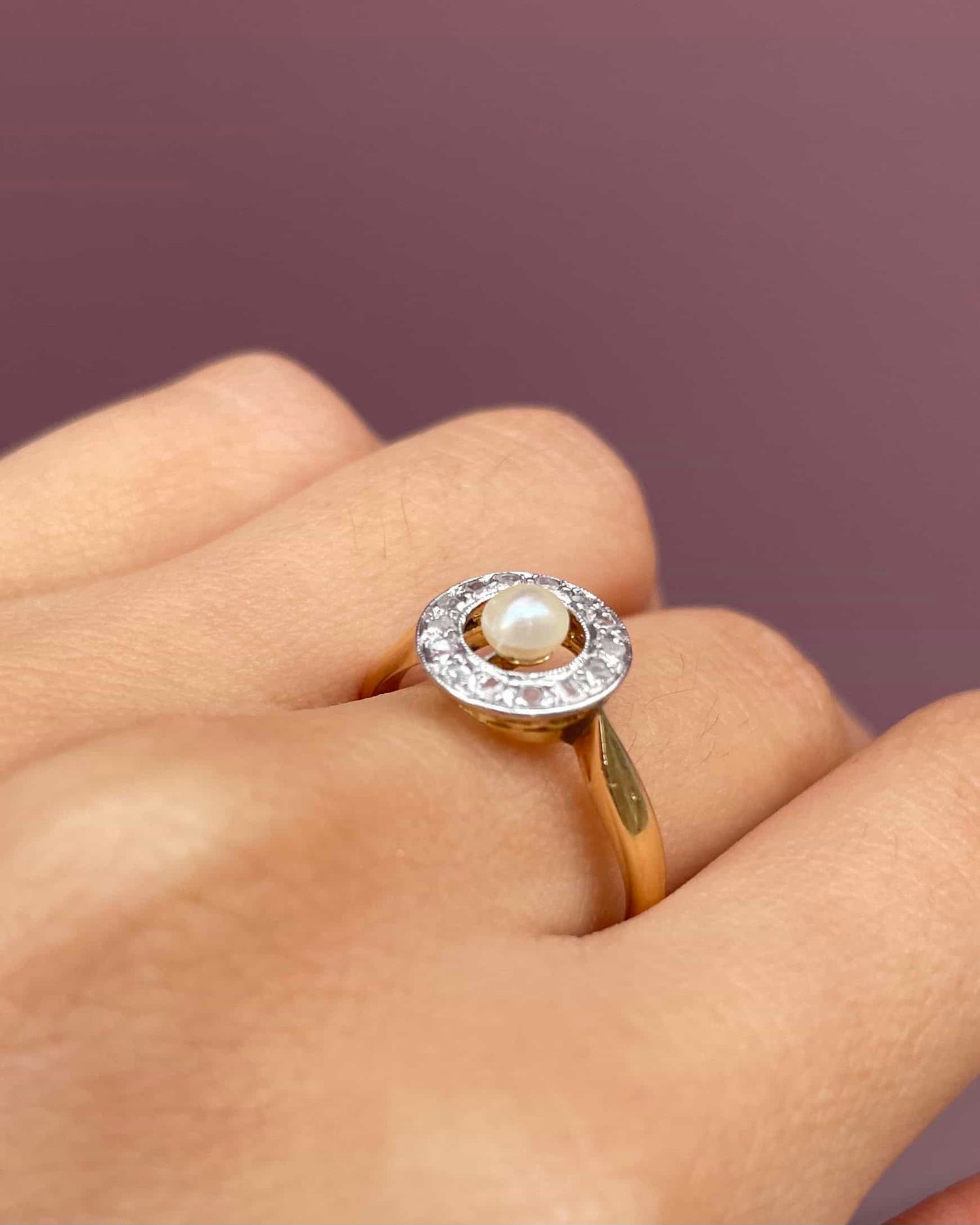 Bague Art-Déco Perle &amp; Diamants &quot;Azili&quot;