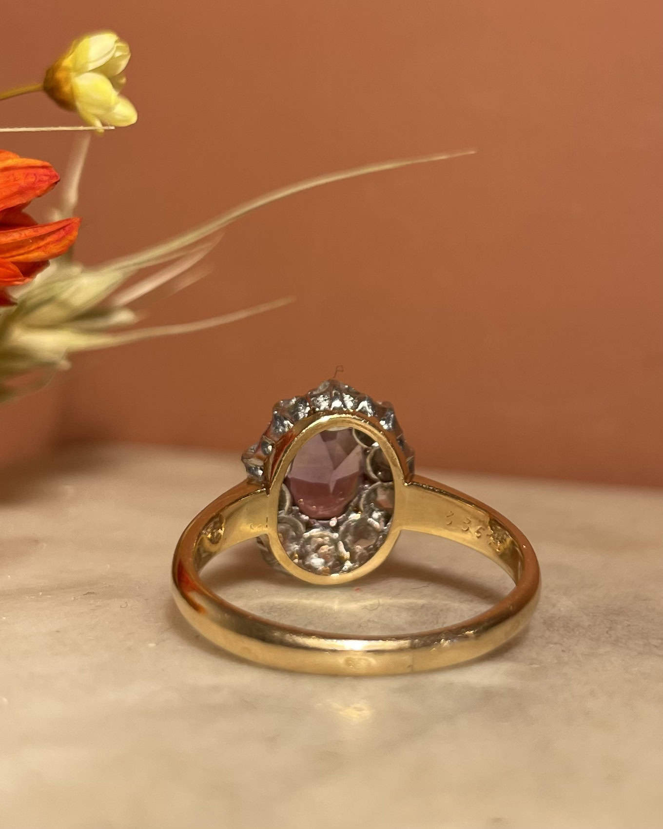 "Tayara" Amethyst &amp;amp; 10 Diamond Daisy Ring 