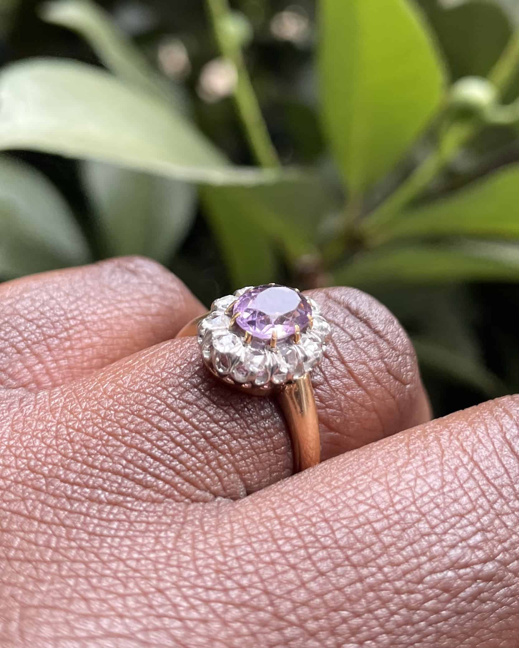 "Tayara" Amethyst &amp;amp; 10 Diamond Daisy Ring 