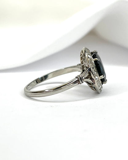 Anillo Art Déco con zafiro de 2 quilates y diamantes de 0,18 quilates "Ingrid"