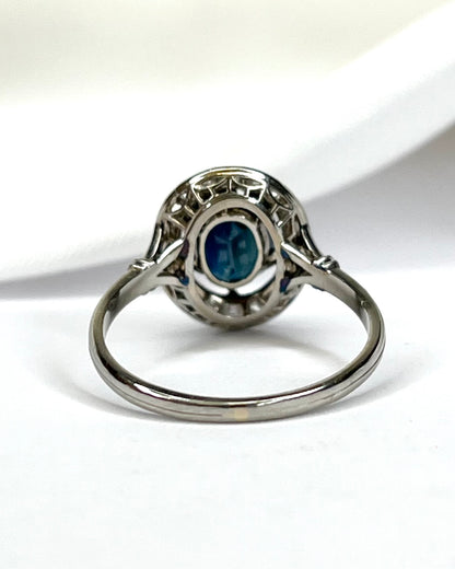 Anillo Art Déco con zafiro de 2 quilates y diamantes de 0,18 quilates "Ingrid"