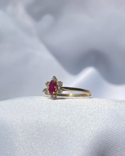 Bague Vintage Marguerite Rubis &quot;Joy&quot;