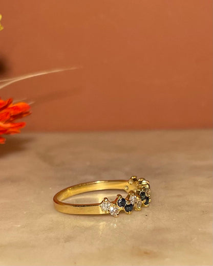 Anillo de río de zafiro y diamantes &quot;Syraé&quot;
