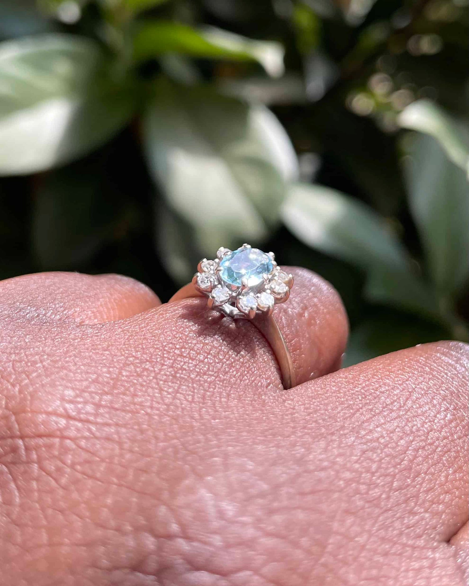 &quot;Umiko&quot; Aquamarine and Diamond Daisy Ring