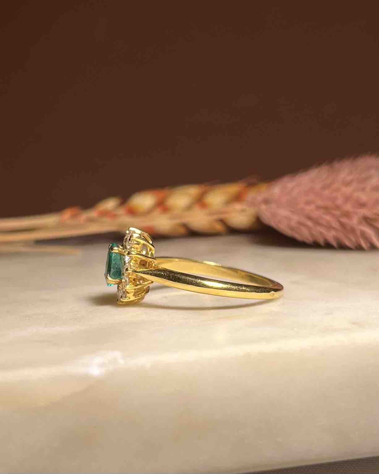 "Tamara" Emerald &amp;amp; Diamond Daisy Ring