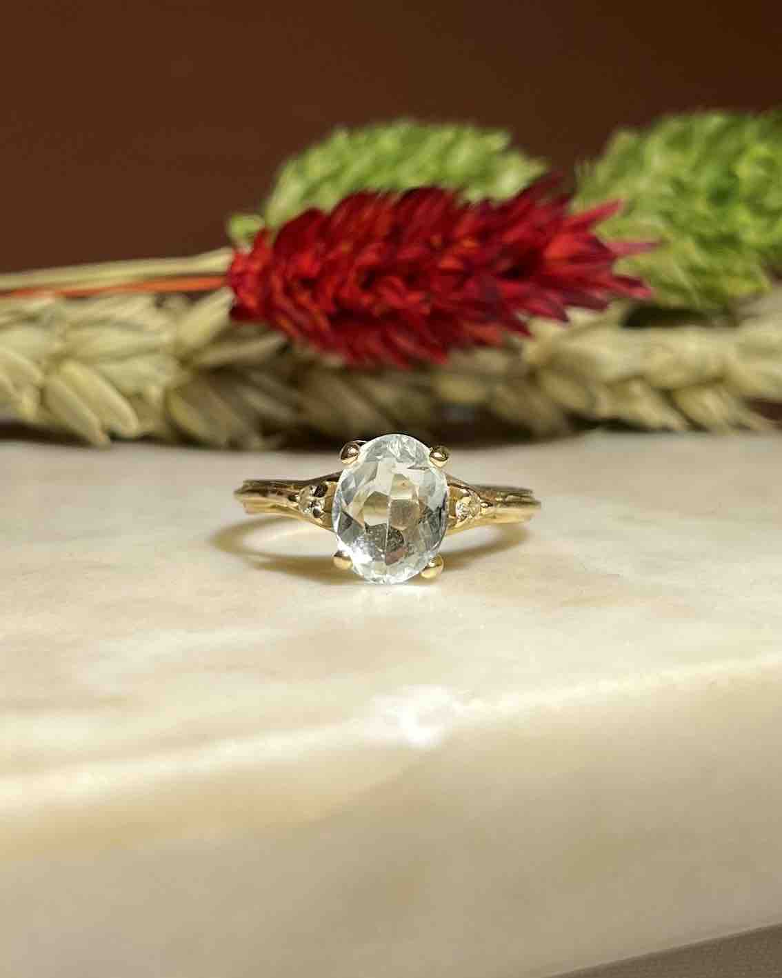 Bague trilogie Aigue-marine 1 carat &amp; diamants "Rita"
