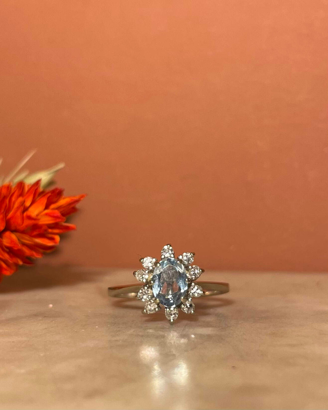 Bague Marguerite Aigue-Marine et Diamants &quot;Umiko&quot;