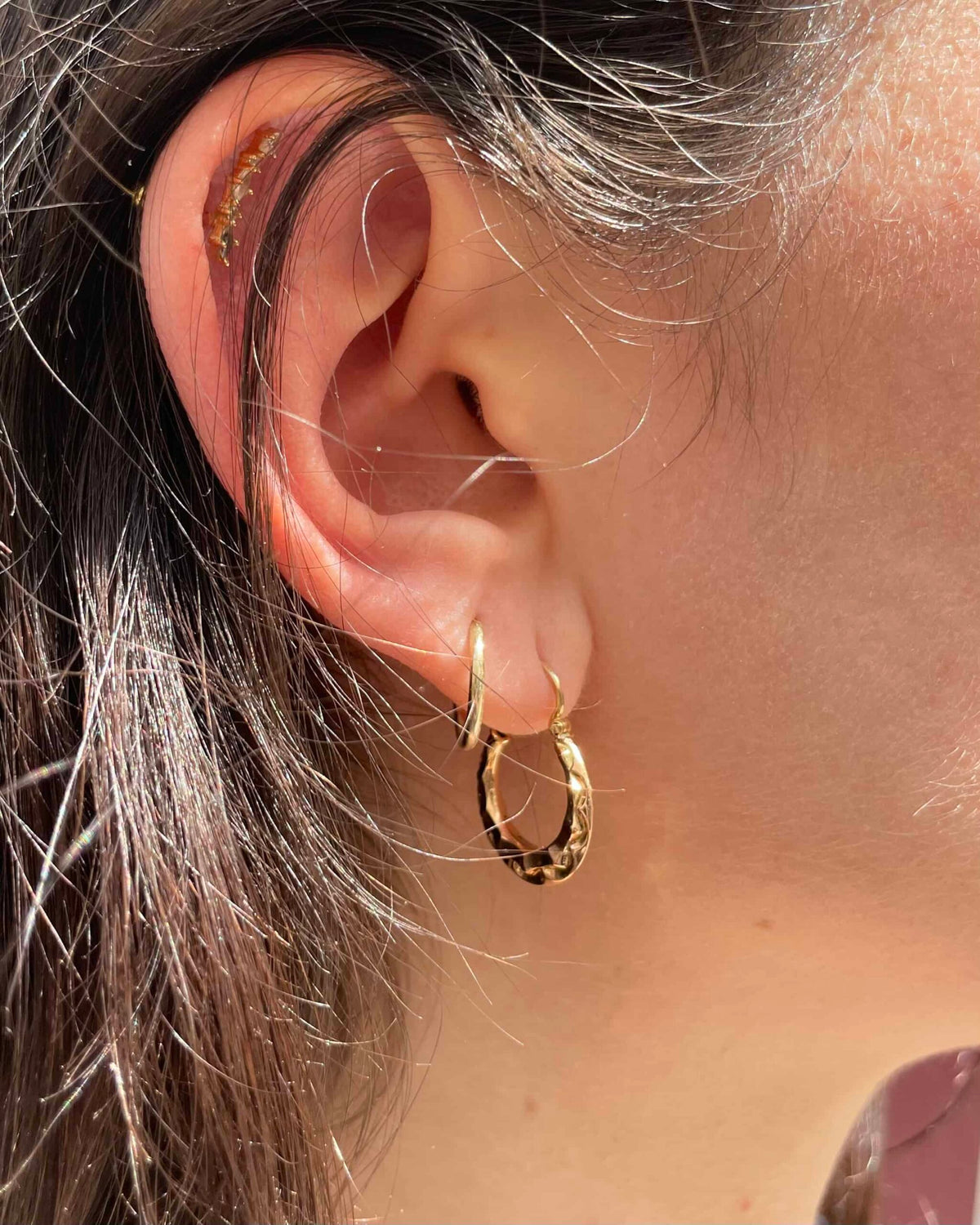 Pendientes de aro vintage de oro "Amala"