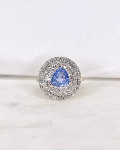 Bague style Art déco Saphir 1.80 carat &amp; 60 Diamants &quot;Grace&quot;