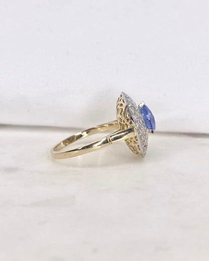 Bague style Art déco Saphir 1.80 carat &amp; 60 Diamants &quot;Grace&quot;