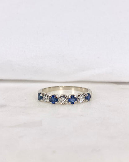 Bague Demi-Alliance Saphirs &amp; Diamants &quot;Olina&quot;