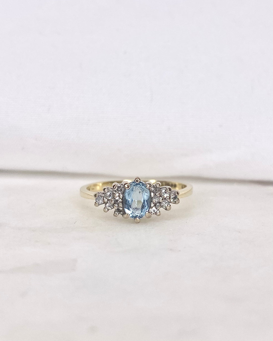 Bague Trilogie Aigue-Marine &amp; Diamants &quot;Aryelle&quot;