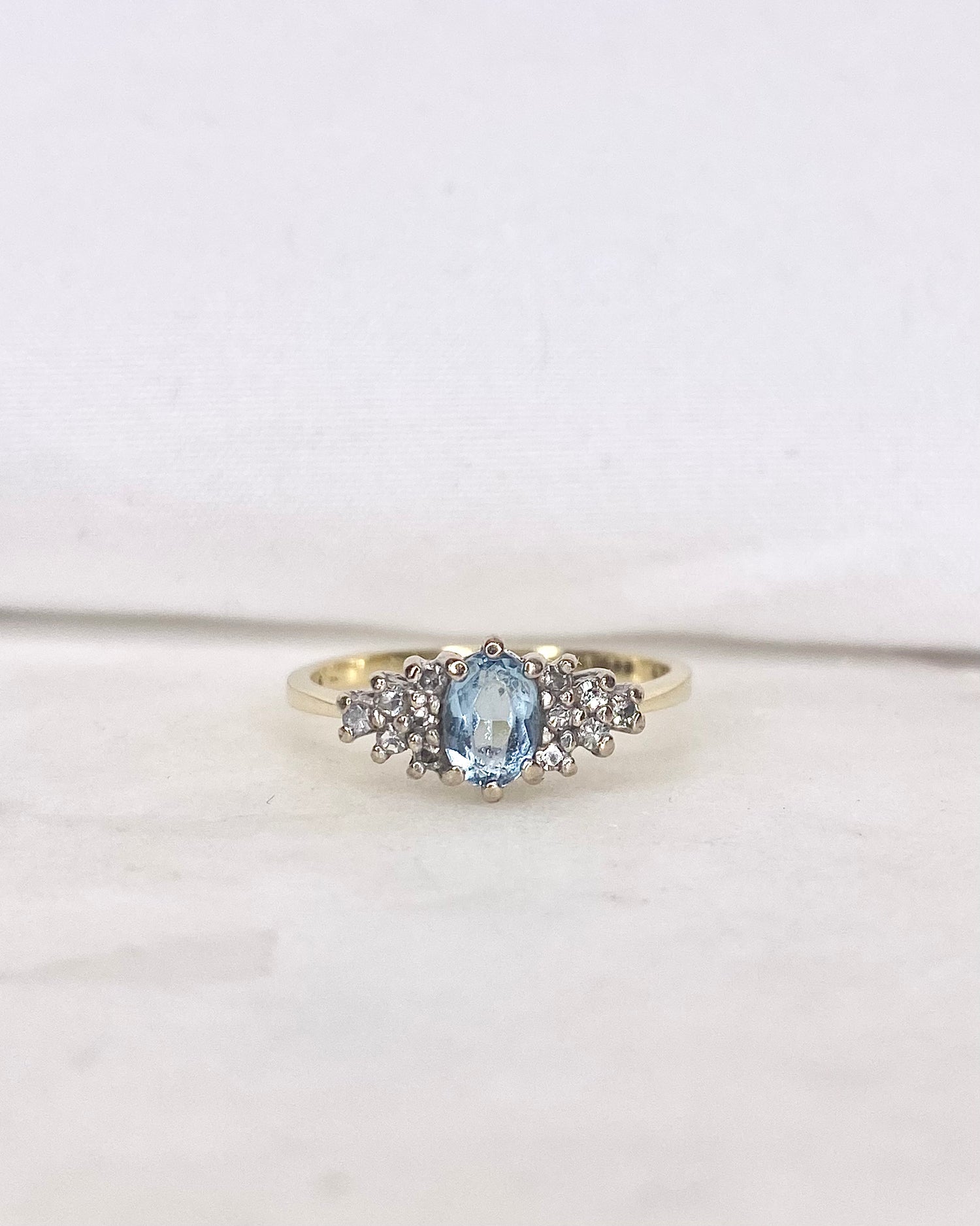 Bague Trilogie Aigue-Marine &amp; Diamants &quot;Aryelle&quot;