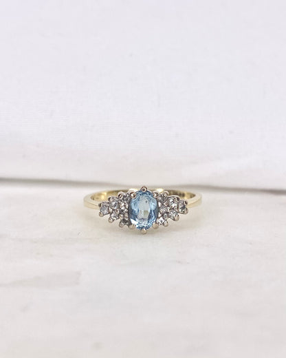 Bague Trilogie Aigue-Marine &amp; Diamants &quot;Aryelle&quot;