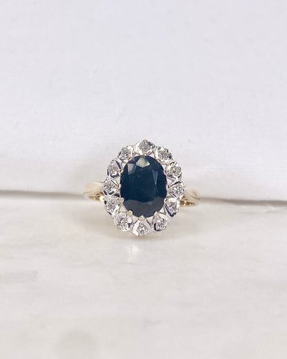 Bague Marguerite Saphir 2.60 carats &amp; Diamants &quot;Lina&quot;