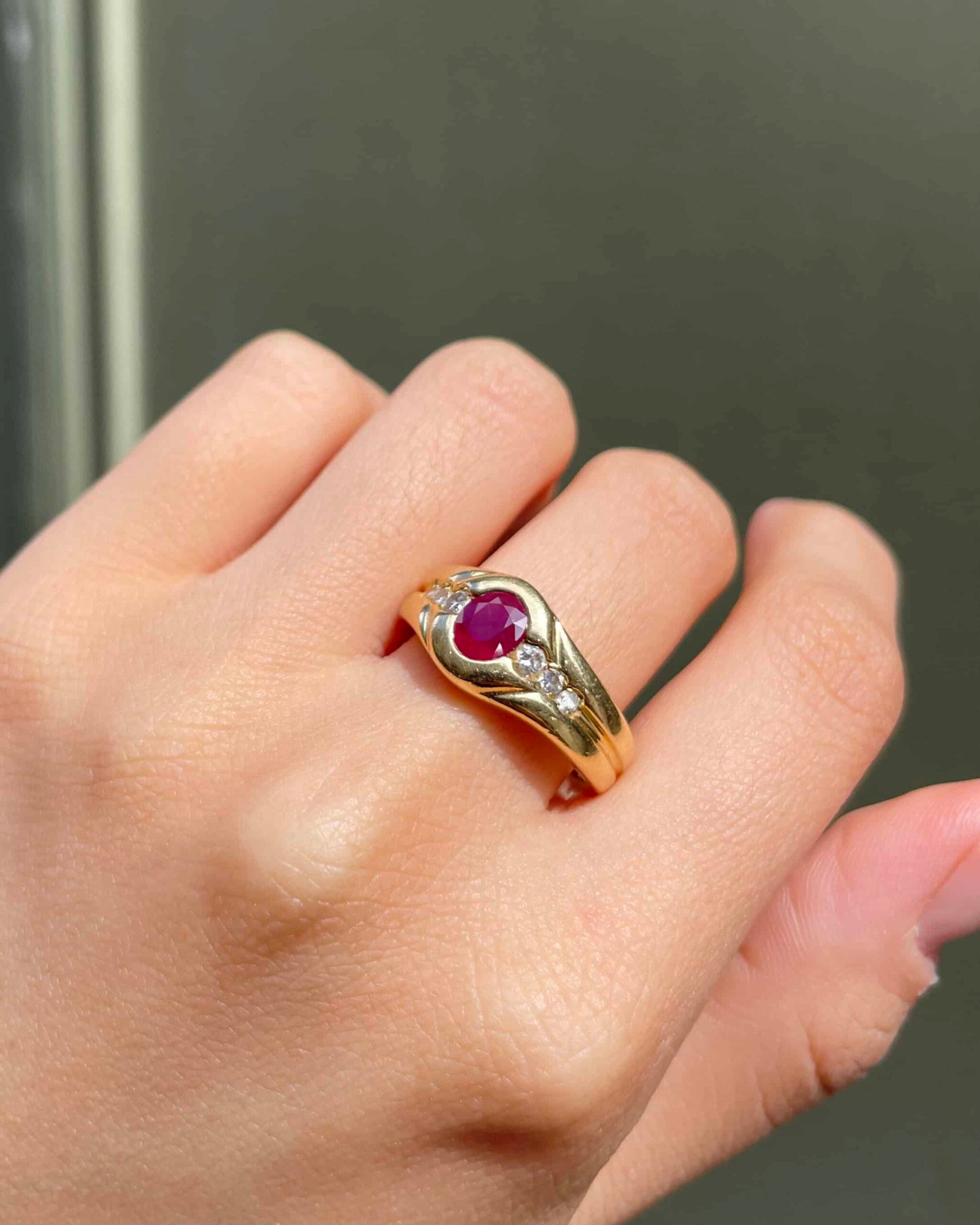 "Saïna" Ruby and Diamond Bangle Ring