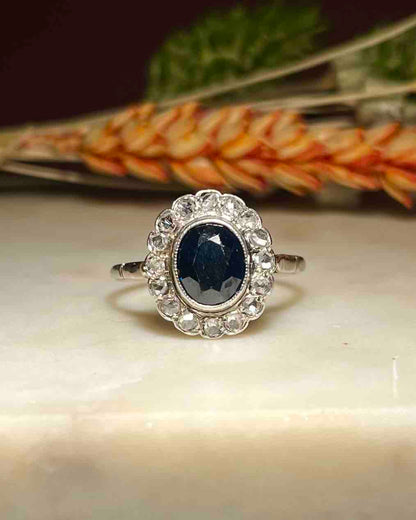 Bague Art-déco Marguerite Saphir &amp; Diamants &quot;Eloris&quot;