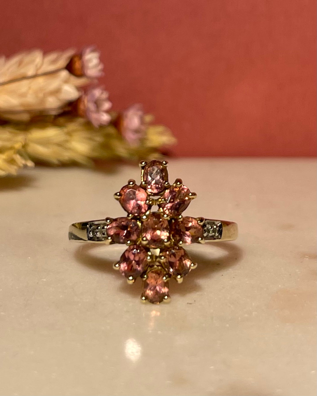 &quot;Liana&quot; Marquise Ring with 1.35 Carat Pink Tourmalines and Diamonds