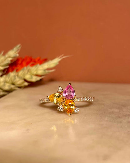 Bague Camaïeu de Topazes &amp; Diamants &quot;Trisha&quot;