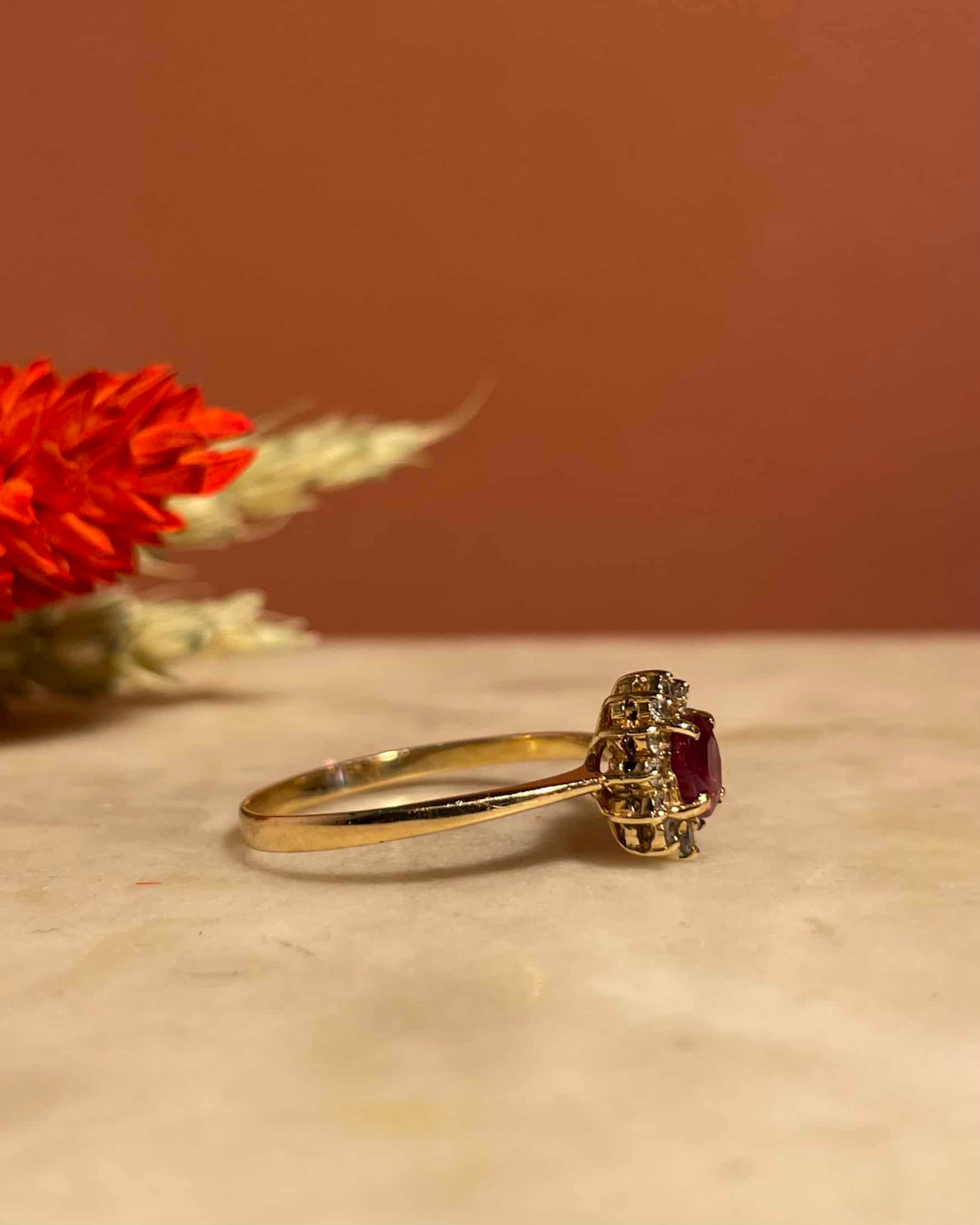 Bague Marguerite Rubis &amp; 12 Diamants &quot;Adelaya&quot;