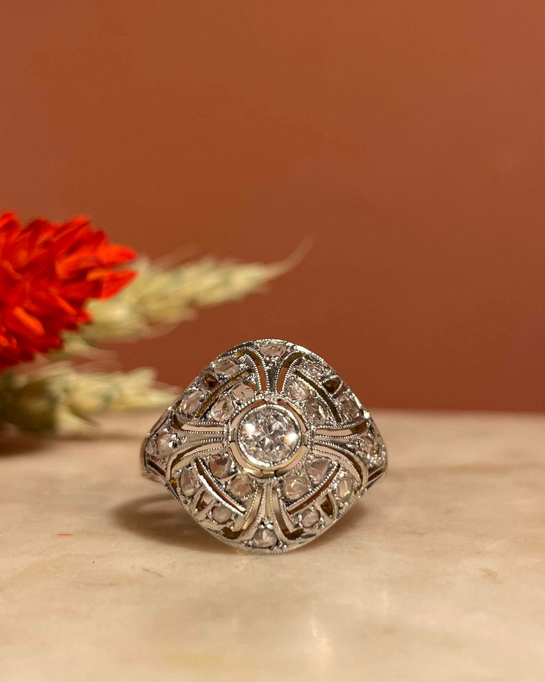 Bague vintage Art-déco Diamants &quot;Kahir&quot;