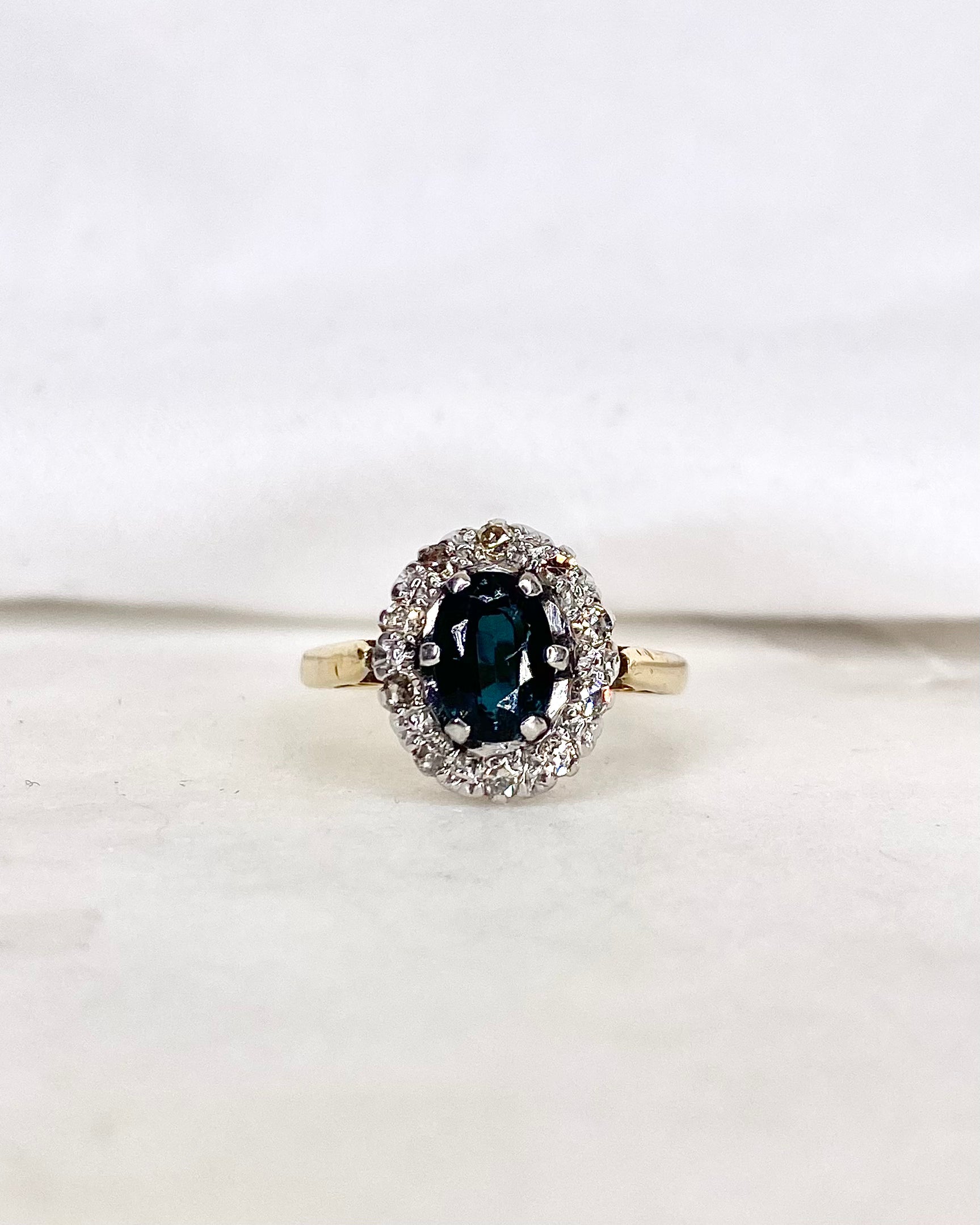 Bague Marguerite Saphir 1.30 carat &amp; Diamants "Maria"
