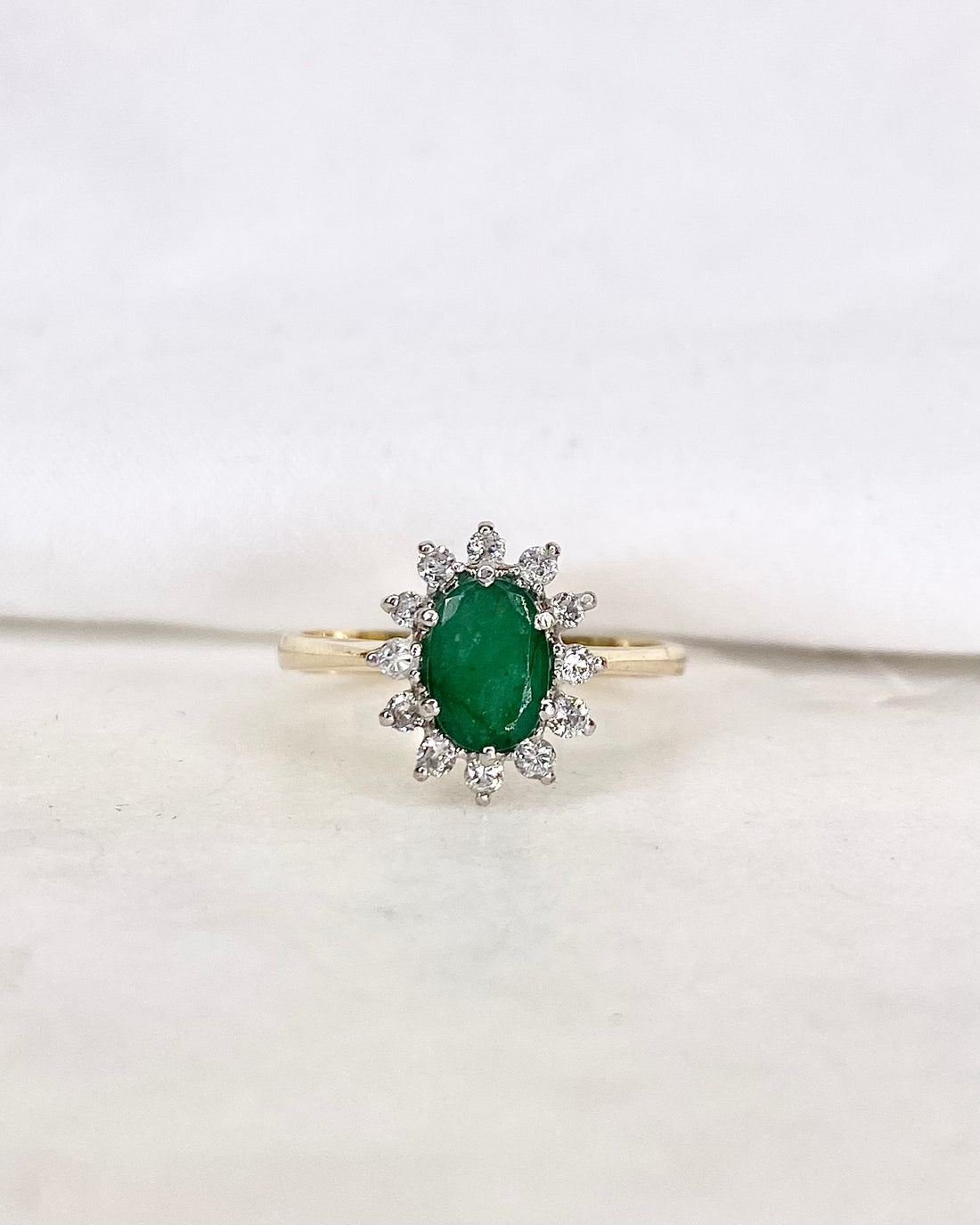 Bague Marguerite Émeraude &amp; Diamants &quot;Selina&quot;