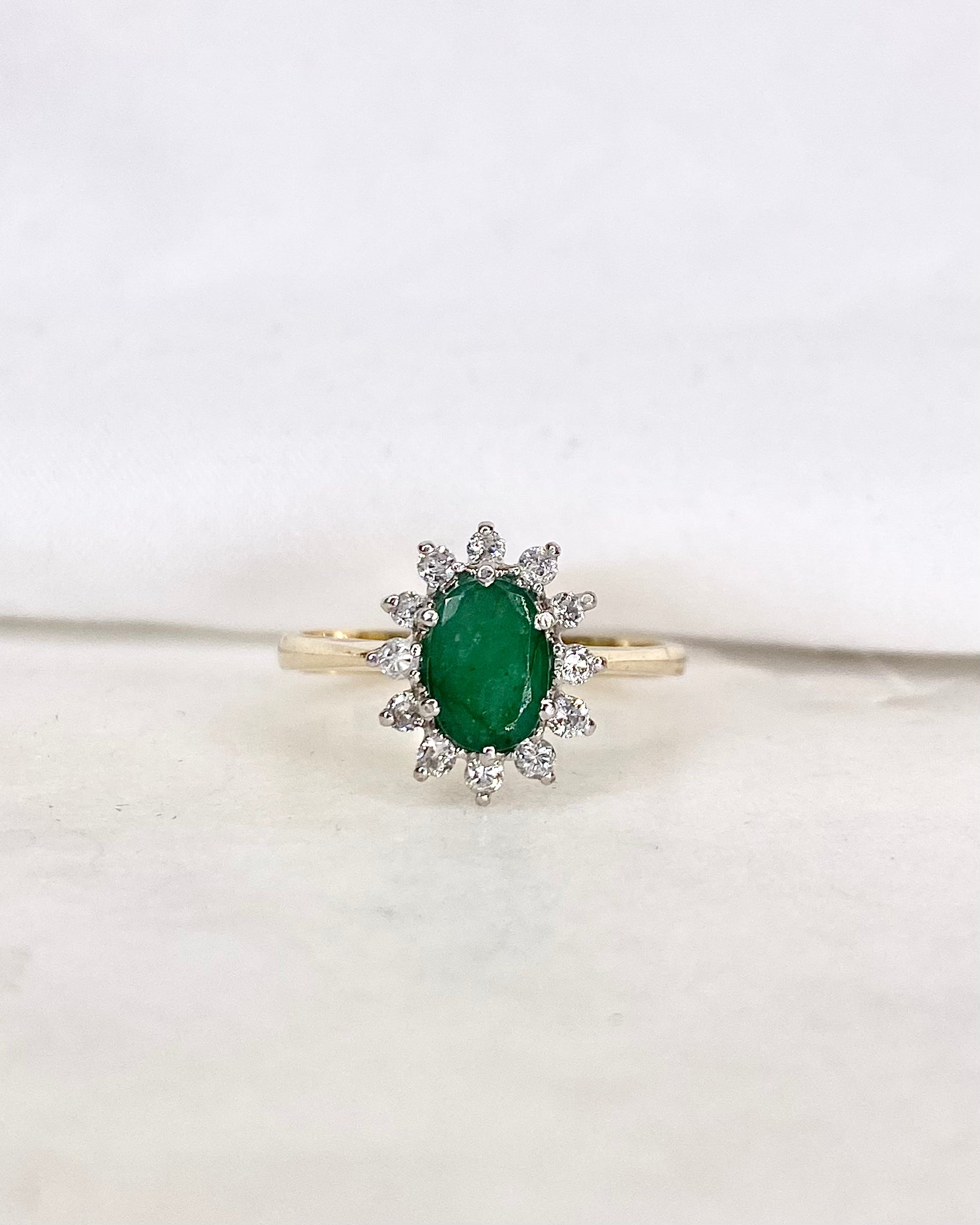 Marguerite Emerald &amp; Diamonds Ring "Selina"
