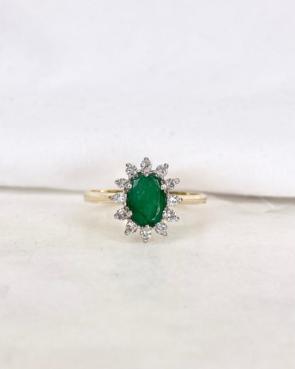 Bague Marguerite Émeraude &amp; Diamants &quot;Selina&quot;
