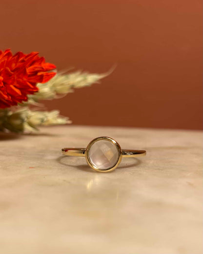 Bague Vintage Solitaire Quartz Rose
