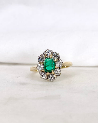 Bague Marguerite Émeraude &amp; Diamants &quot;Roxanne&quot;