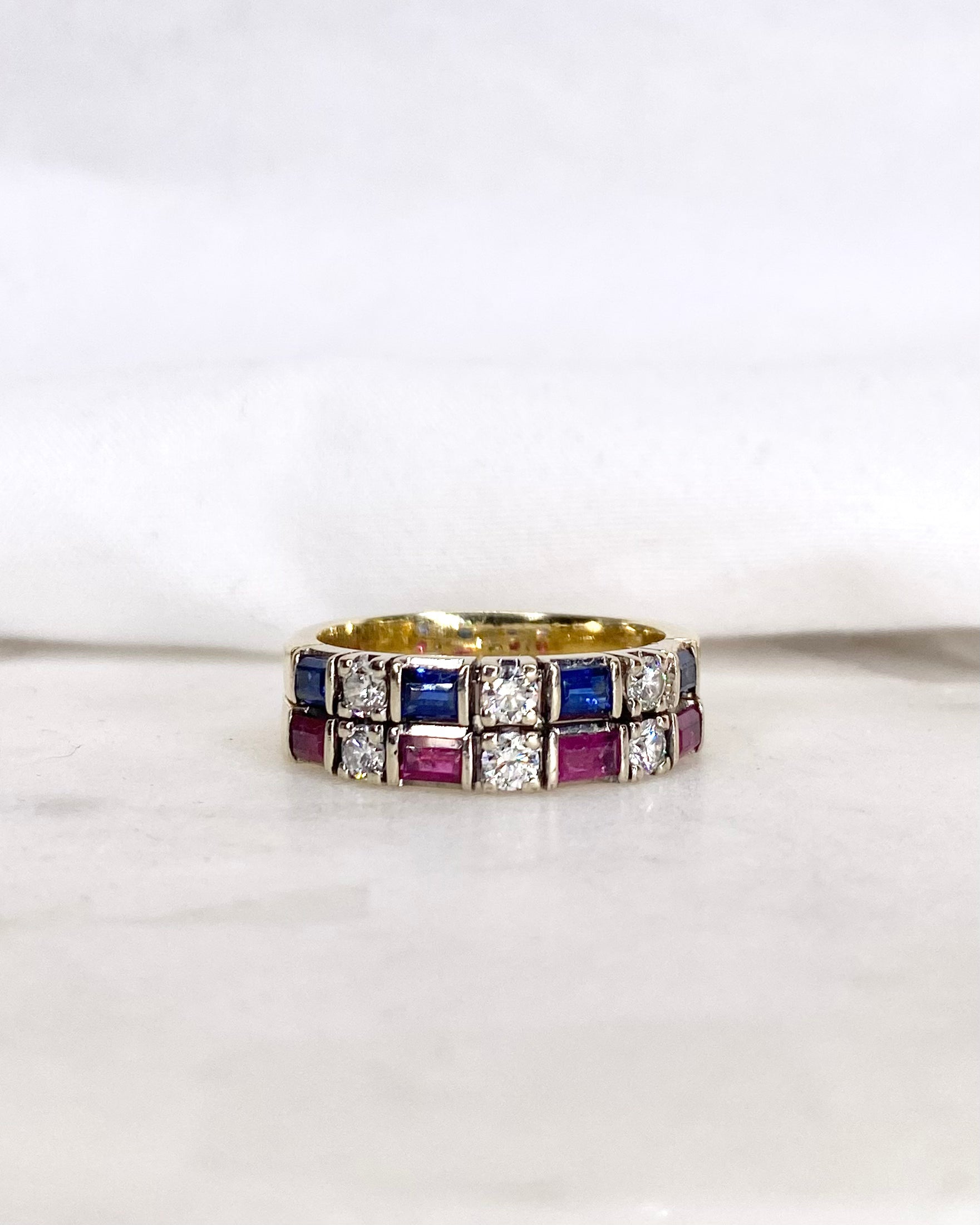 Bague Demi-Alliance Rubis, Saphirs, &amp; Diamants "Valeria"