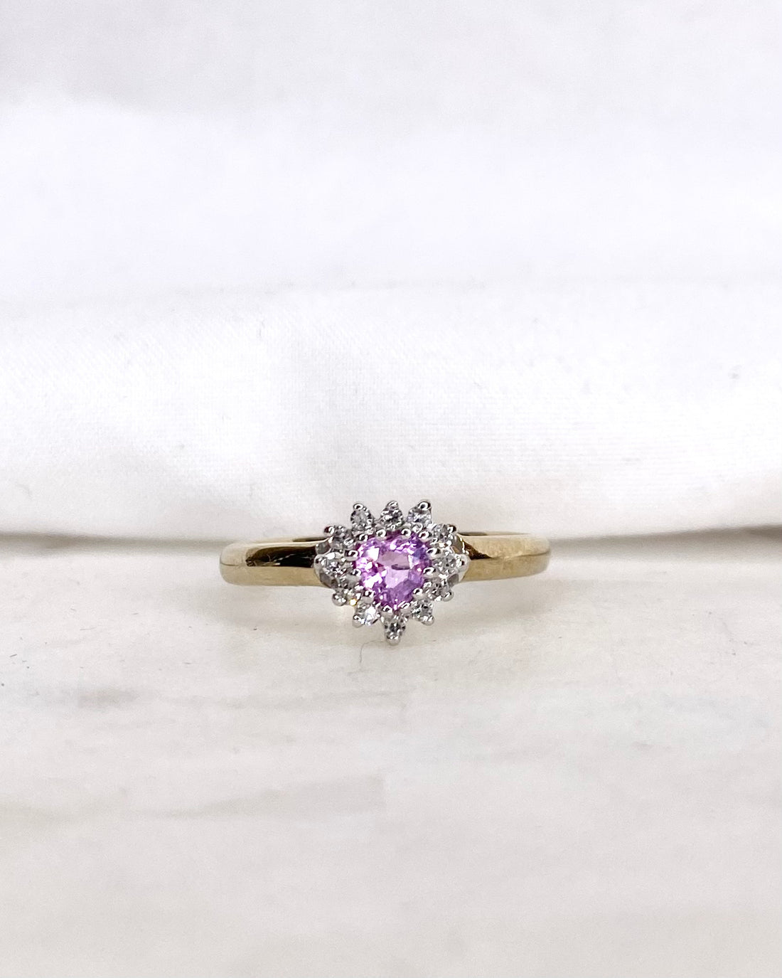 Bague Marguerite Cœur Saphir rose &amp; Diamants &quot;Chloé&quot;
