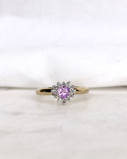 Bague Marguerite Cœur Saphir rose &amp; Diamants &quot;Chloé&quot;