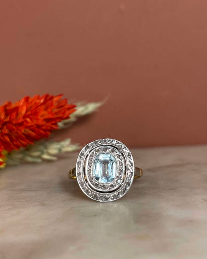 Art Deco style ring with 0.80 carat Aquamarine and Diamonds &quot;Milaya&quot;