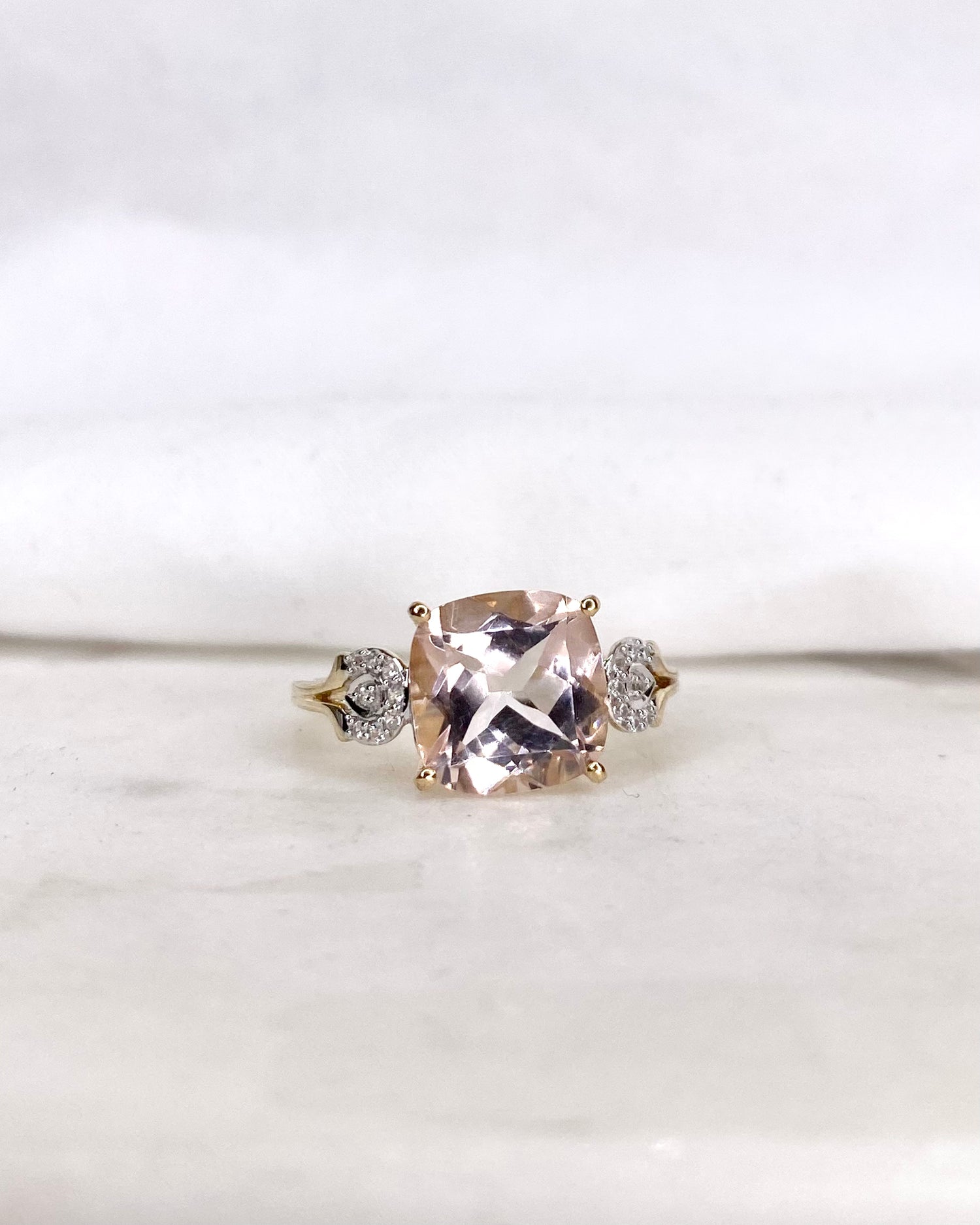 Bague Trilogie Topaze rose 6 carats &amp; Diamants &quot;Isabelle&quot;