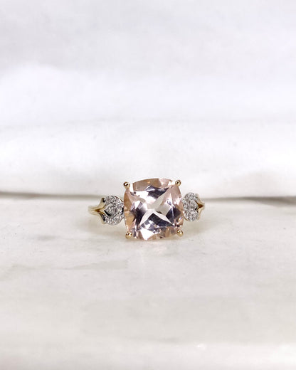 Bague Trilogie Topaze rose 6 carats &amp; Diamants &quot;Isabelle&quot;