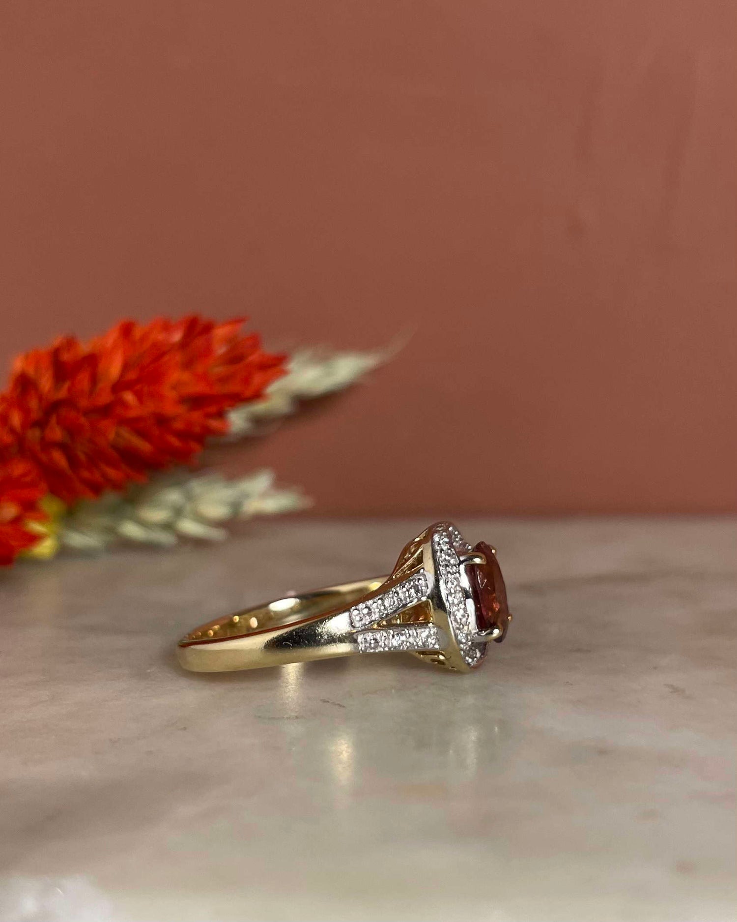 Bague Vintage Tourmaline Rose 1.35 carat &amp; 22 Diamants &quot;Orya&quot;