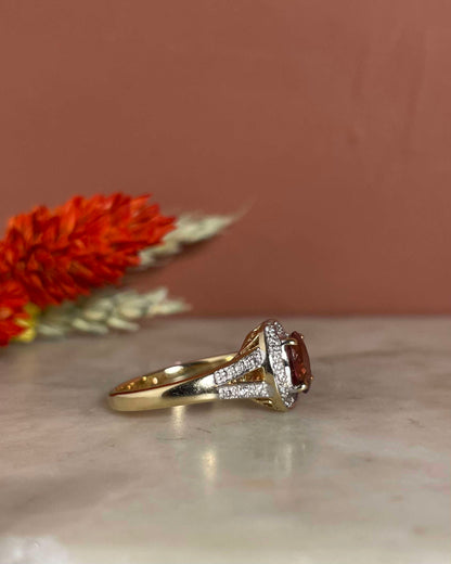 Bague Vintage Tourmaline Rose 1.35 carat &amp; 22 Diamants &quot;Orya&quot;