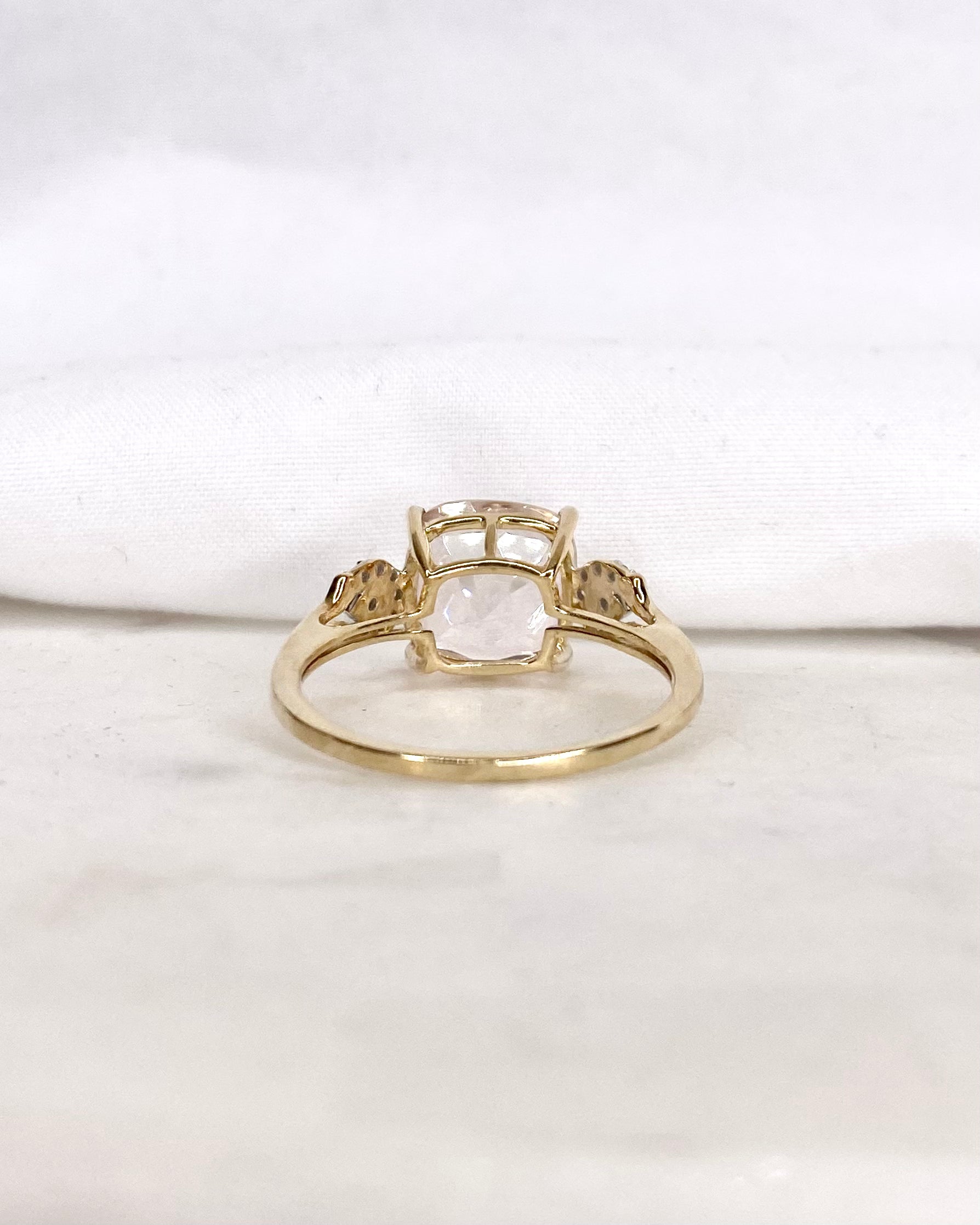 Bague Trilogie Topaze rose 6 carats &amp; Diamants &quot;Isabelle&quot;