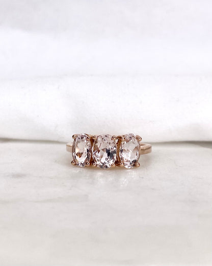 Bague Trilogie Morganite 2.66 carats &quot;Olina&quot;
