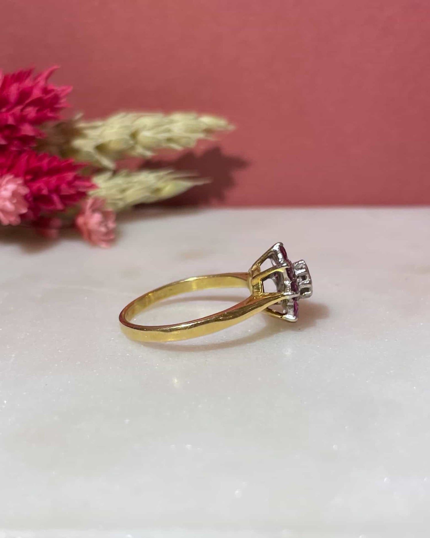 Bague Marguerite Diamant &amp; Rubis &quot;Amira&quot;